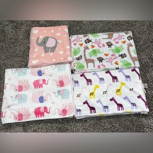 Lot of (4) minky baby blankets EUC